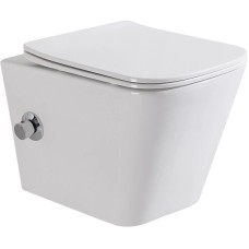 Подвесной безободковый унитаз с функцией биде с сиденьем микролифт BelBagno Due BB3103CHR-BS/SC