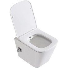 Подвесной безободковый унитаз с функцией биде с сиденьем микролифт BelBagno Due BB3103CHR-BS/SC