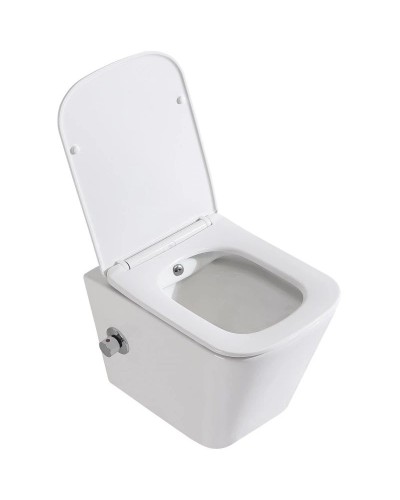 Подвесной безободковый унитаз с функцией биде с сиденьем микролифт BelBagno Due BB3103CHR-BS/SC