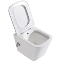 Подвесной безободковый унитаз с функцией биде с сиденьем микролифт BelBagno Due BB3103CHR-BS/SC