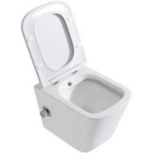 Подвесной безободковый унитаз с функцией биде с сиденьем микролифт BelBagno Due BB3103CHR-BS/SC