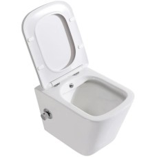 Подвесной безободковый унитаз с функцией биде с сиденьем микролифт BelBagno Due BB3103CHR-BS/SC