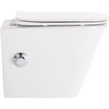 Подвесной безободковый унитаз с функцией биде с сиденьем микролифт BelBagno Due BB3103CHR-BS/SC