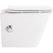 Подвесной безободковый унитаз с функцией биде с сиденьем микролифт BelBagno Due BB3103CHR-BS/SC