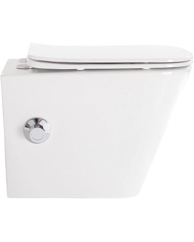 Подвесной безободковый унитаз с функцией биде с сиденьем микролифт BelBagno Due BB3103CHR-BS/SC