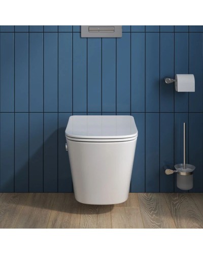 Подвесной безободковый унитаз с функцией биде с сиденьем микролифт BelBagno Due BB3103CHR-BS/SC