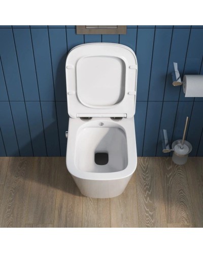 Подвесной безободковый унитаз с функцией биде с сиденьем микролифт BelBagno Due BB3103CHR-BS/SC