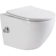 Подвесной безободковый унитаз с функцией биде с сиденьем микролифт BelBagno Uno BB3105CHR-BS/SC