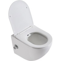 Подвесной безободковый унитаз с функцией биде с сиденьем микролифт BelBagno Uno BB3105CHR-BS/SC