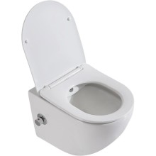 Подвесной безободковый унитаз с функцией биде с сиденьем микролифт BelBagno Uno BB3105CHR-BS/SC