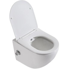 Подвесной безободковый унитаз с функцией биде с сиденьем микролифт BelBagno Uno BB3105CHR-BS/SC