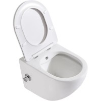 Подвесной безободковый унитаз с функцией биде с сиденьем микролифт BelBagno Uno BB3105CHR-BS/SC