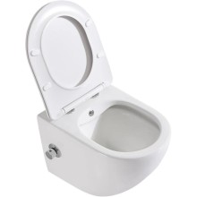 Подвесной безободковый унитаз с функцией биде с сиденьем микролифт BelBagno Uno BB3105CHR-BS/SC