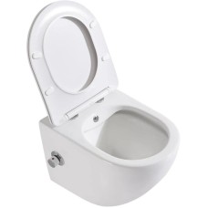 Подвесной безободковый унитаз с функцией биде с сиденьем микролифт BelBagno Uno BB3105CHR-BS/SC