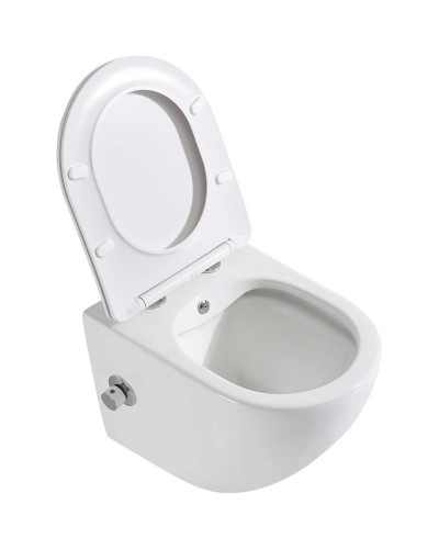 Подвесной безободковый унитаз с функцией биде с сиденьем микролифт BelBagno Uno BB3105CHR-BS/SC