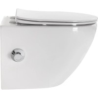 Подвесной безободковый унитаз с функцией биде с сиденьем микролифт BelBagno Uno BB3105CHR-BS/SC