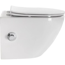 Подвесной безободковый унитаз с функцией биде с сиденьем микролифт BelBagno Uno BB3105CHR-BS/SC