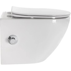 Подвесной безободковый унитаз с функцией биде с сиденьем микролифт BelBagno Uno BB3105CHR-BS/SC