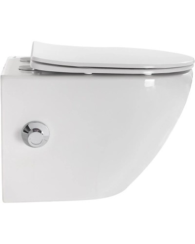 Подвесной безободковый унитаз с функцией биде с сиденьем микролифт BelBagno Uno BB3105CHR-BS/SC