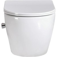 Подвесной безободковый унитаз с функцией биде с сиденьем микролифт BelBagno Uno BB3105CHR-BS/SC