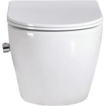 Подвесной безободковый унитаз с функцией биде с сиденьем микролифт BelBagno Uno BB3105CHR-BS/SC