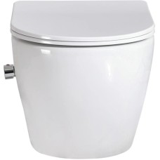 Подвесной безободковый унитаз с функцией биде с сиденьем микролифт BelBagno Uno BB3105CHR-BS/SC