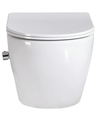 Подвесной безободковый унитаз с функцией биде с сиденьем микролифт BelBagno Uno BB3105CHR-BS/SC