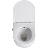 Подвесной безободковый унитаз с функцией биде с сиденьем микролифт BelBagno Uno BB3105CHR-BS/SC