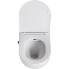 Подвесной безободковый унитаз с функцией биде с сиденьем микролифт BelBagno Uno BB3105CHR-BS/SC