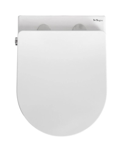 Подвесной безободковый унитаз с функцией биде с сиденьем микролифт BelBagno Uno BB3105CHR-BS/SC