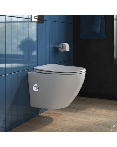 Подвесной безободковый унитаз с функцией биде с сиденьем микролифт BelBagno Uno BB3105CHR-BS/SC