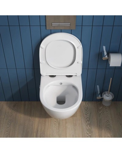 Подвесной безободковый унитаз с функцией биде с сиденьем микролифт BelBagno Uno BB3105CHR-BS/SC