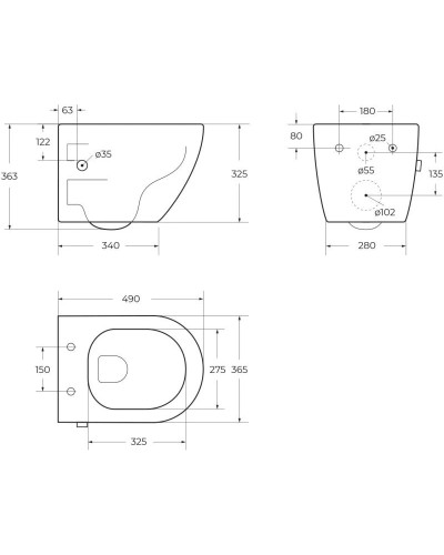 Подвесной безободковый унитаз с функцией биде с сиденьем микролифт BelBagno Uno BB3105CHR-BS/SC