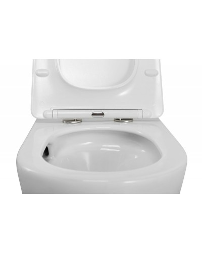 Унитаз подвесной безободковый со смывом Торнадо с сиденьем дюропласт soft close CEZARES STREAM CZR-2426-TH-TOR/SC