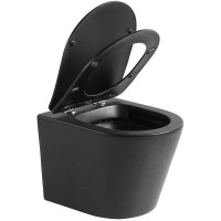 Подвесной безободковый унитаз с сиденьем микролифт Vincea Piatti VT1-11SMB