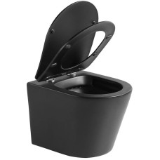 Подвесной безободковый унитаз с сиденьем микролифт Vincea Piatti VT1-11SMB