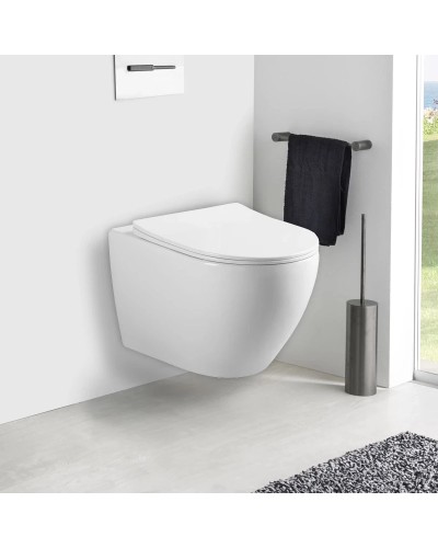 Унитаз подвесной Vincea Esse VT1-211 безободковый, с сиденьем микролифт, белый