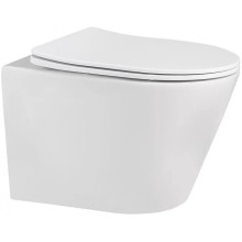 Подвесной безободковый унитаз с сиденьем микролифт Abber Bequem AC1102MW