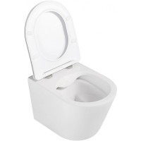 Подвесной безободковый унитаз с сиденьем микролифт Abber Bequem AC1102MW