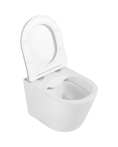 Подвесной безободковый унитаз с сиденьем микролифт Abber Bequem AC1102MW