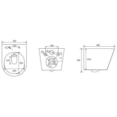 Подвесной безободковый унитаз с сиденьем микролифт Abber Bequem AC1102MW