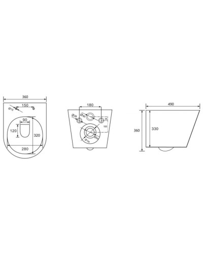 Подвесной безободковый унитаз с сиденьем микролифт Abber Bequem AC1102MW