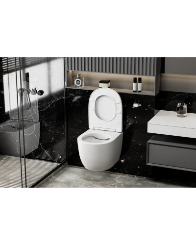 Подвесной безободковый унитаз с сиденьем микролифт Abber Bequem AC1100MW