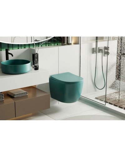 Подвесной безободковый унитаз с сиденьем микролифт Abber Bequem AC1101MBG