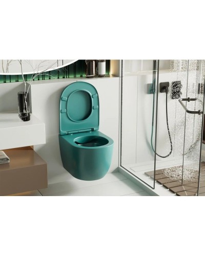 Подвесной безободковый унитаз с сиденьем микролифт Abber Bequem AC1101MBG