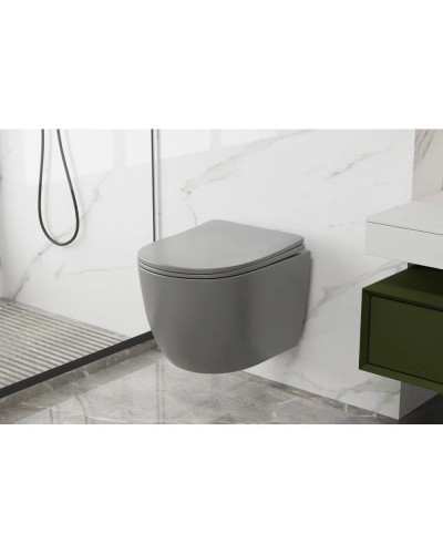 Подвесной безободковый унитаз с сиденьем микролифт Abber Bequem AC1103MG