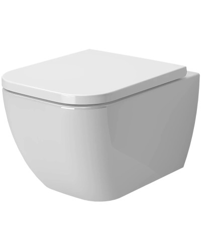 Унитаз подвесной Ambassador Forsa 243K19002RS безободковый, с сиденьем микролифт, белый глянец