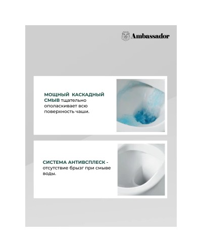 Унитаз подвесной Ambassador Forsa 243K19003S с сиденьем микролифт, белый глянец