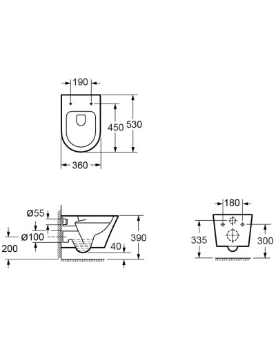 Унитаз подвесной Ambassador Ritz 233K19003RS безободковый, с сиденьем микролифт, белый глянец