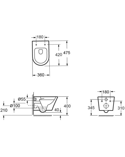 Унитаз подвесной Ambassador Ritz 233K19004RS безободковый, с сиденьем микролифт, белый глянец